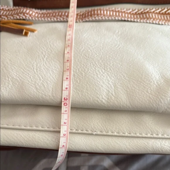 White and Brown Leather Backpack - Picture 7 of 8